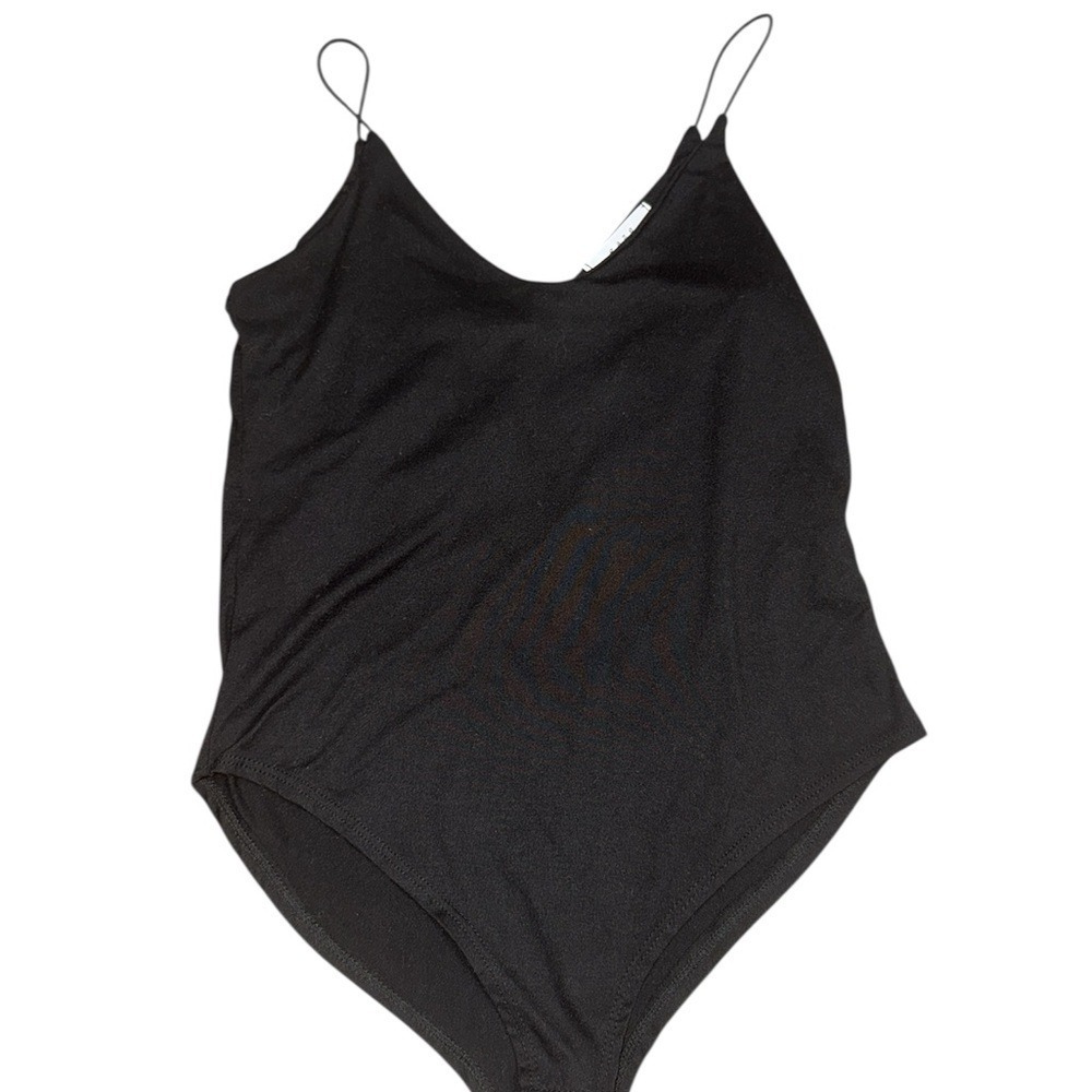 Gaze Womens Black‎ Spaghetti Strap V-Neck Bodysuit Size Medium